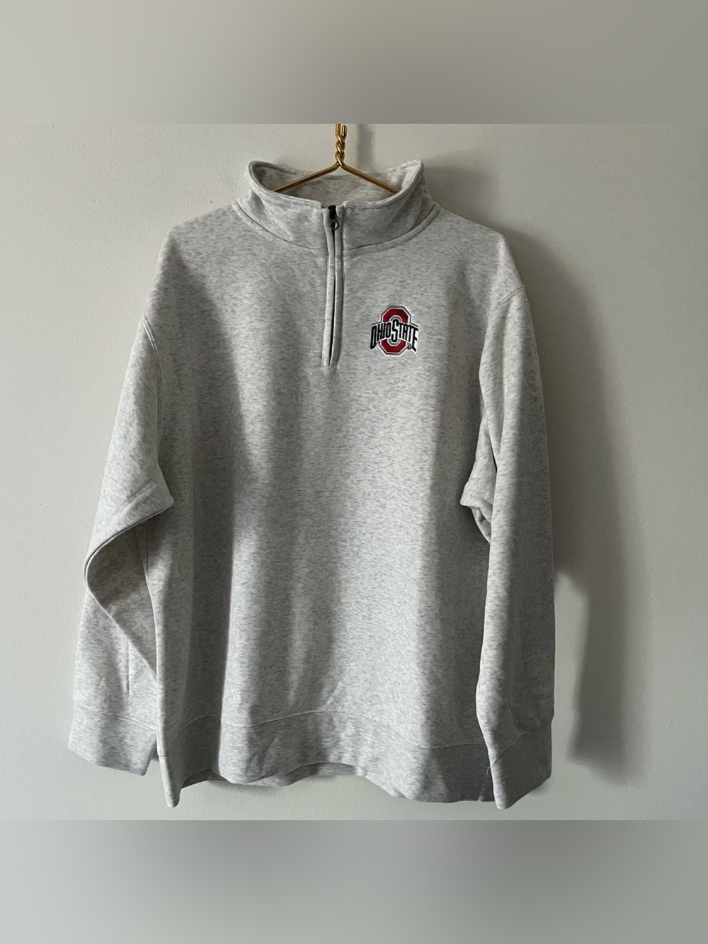 NWT Ohio State Light Gray Quarter-Zip Pullover Embroidered Sweatshirt Unisex XL